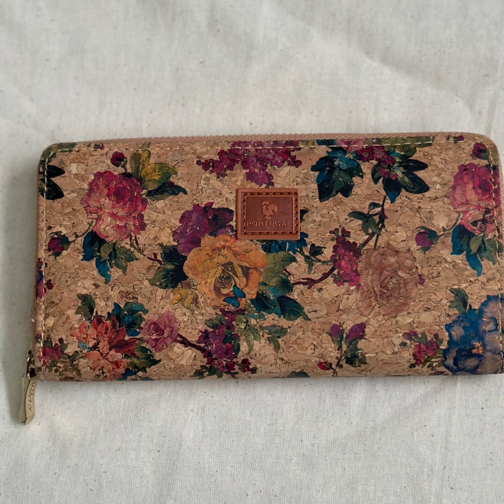 Floral Cork Clutch with zipper  Made in Portugal